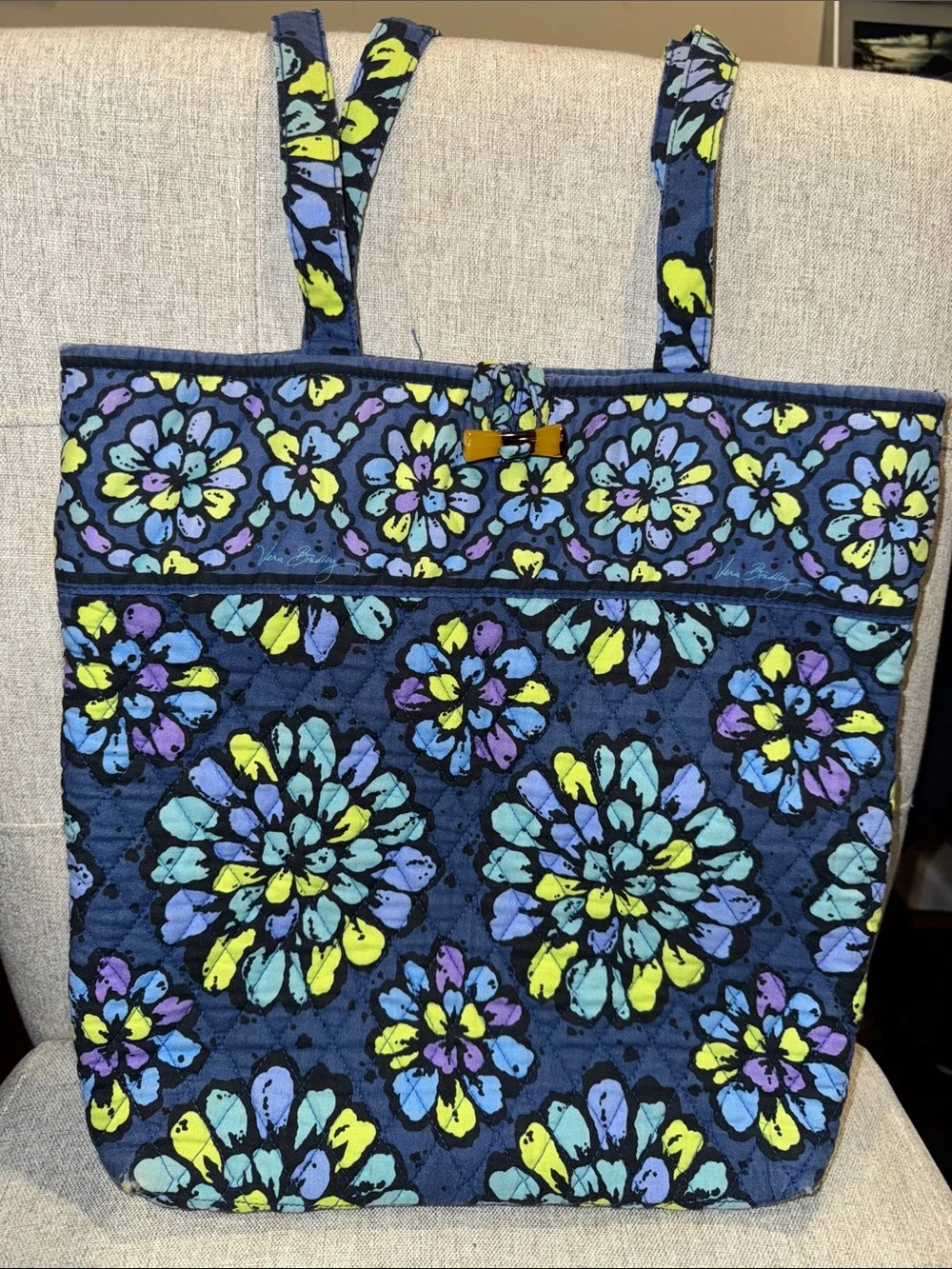 Vera Bradley Indigo Pop Blue Flower (retired) Tote Bag